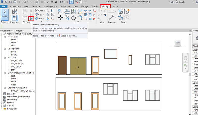 آموزش ابزار Door در Revit